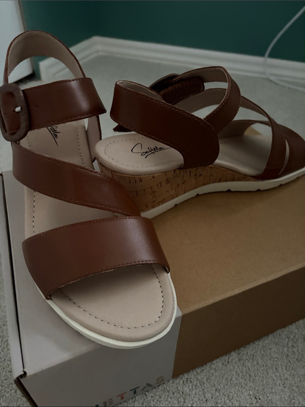 Softmoc brown wedge sandals